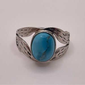 Sterling Silver Turquoise Ring Size 8 Artisan Southwestern Style CA 925
